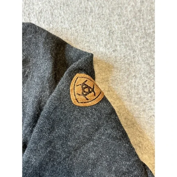 Ariat Hoodie Womens XL Gray REAL Elevated Hood Pullover Henley Kangaroo Pocket